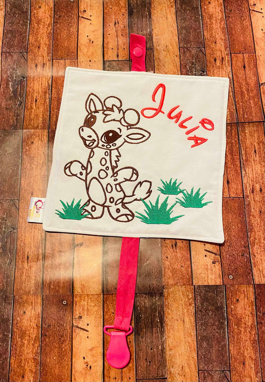Doudou attache tétine "girafon"