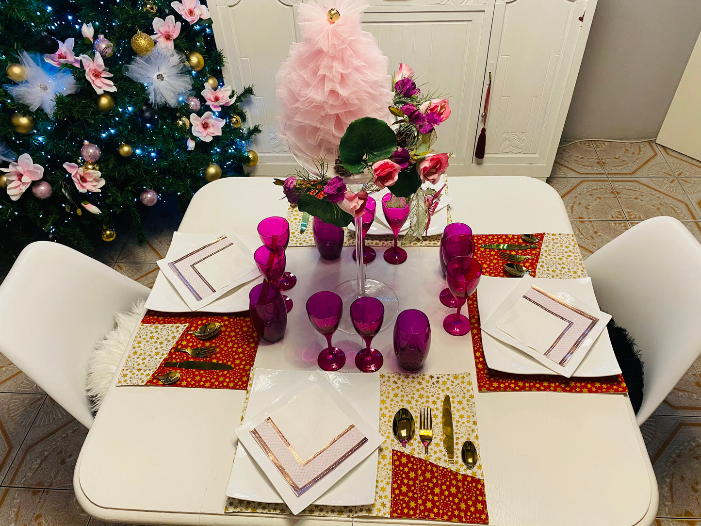 Set de table blanc étoile